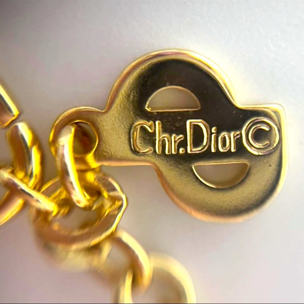 Christian Dior Gold Necklace Logo Design Vintage - Picture 4 of 5